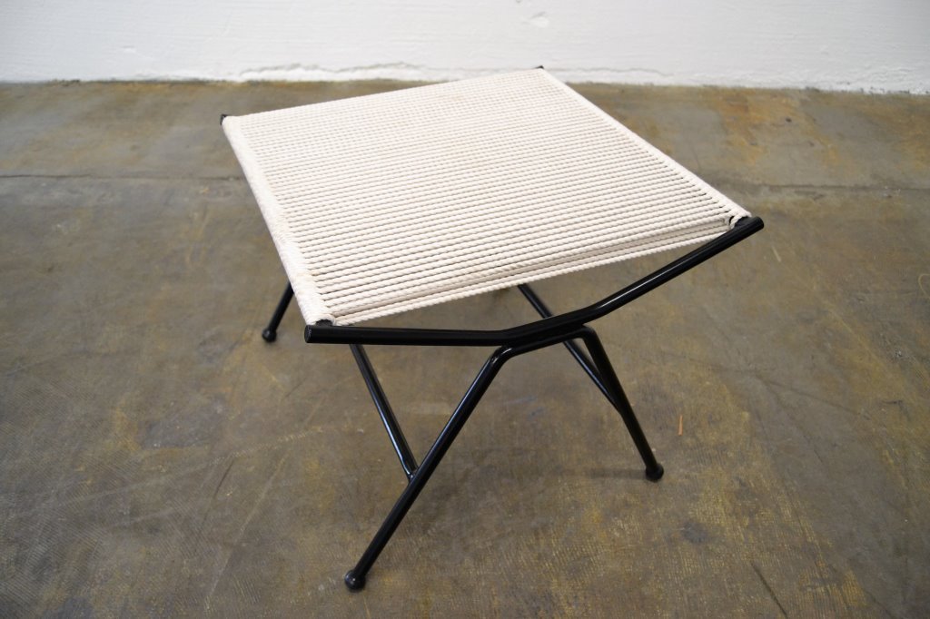 Alan Gould Iron and Rope Stool: 19 X 19 16 H