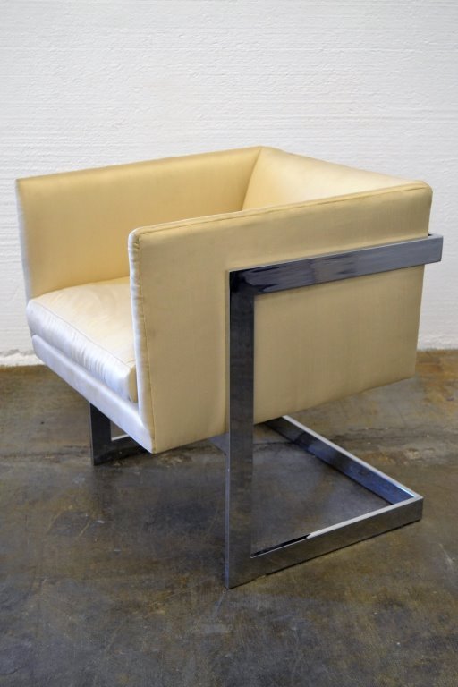 Milo Baughman Chrome Cube Chair (1 of 3)
