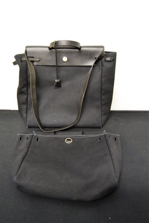 Hermes Leather/Canvas Travel Bag with Lock & Keys (1 of 4)