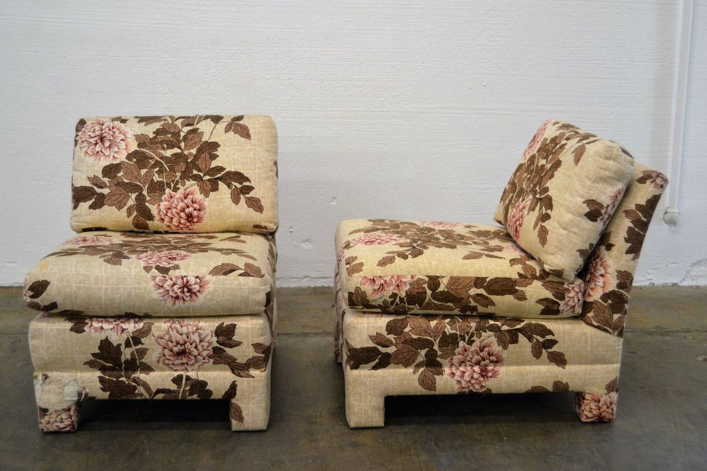 Milo Baughman Style Slipper Chairs Pair (1 of 4)