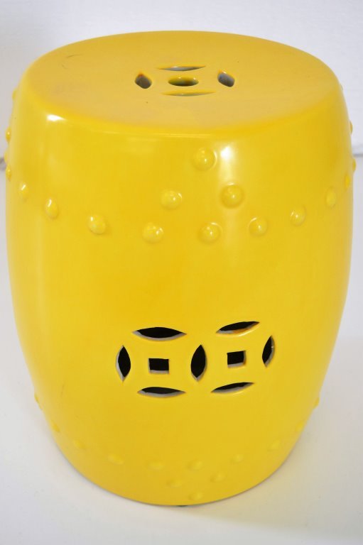 Yellow Ceramic Chinese Garden Stool (1 of 2)