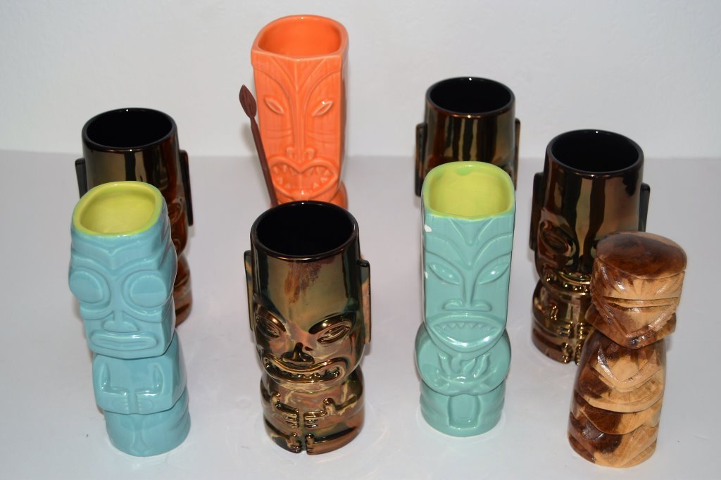 Misc Lot 7 Tiki Mugs 1 Tiki Wooden Mug (1 of 5)