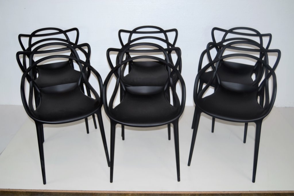 Philippe Starck for Kartell Italian Stack Chairs: 32.5 in H 21 in D 21 in W Seat H 17.5 in