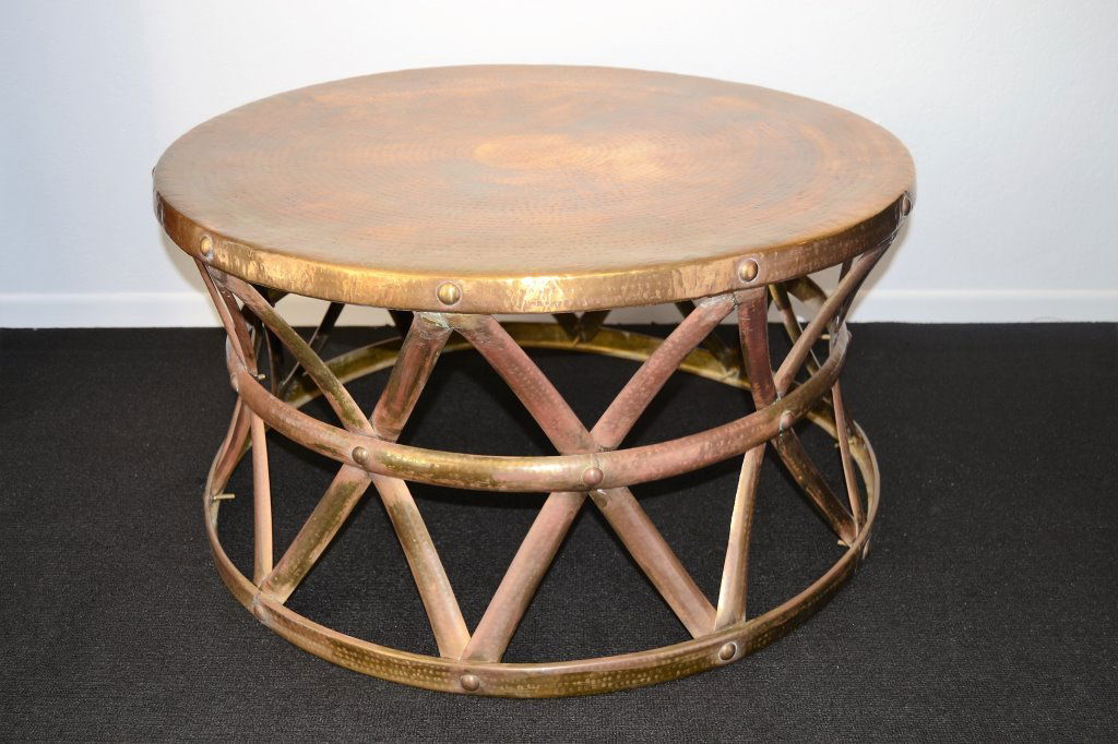 Italian Brass "Drum" Cocktail Table (1 of 4)