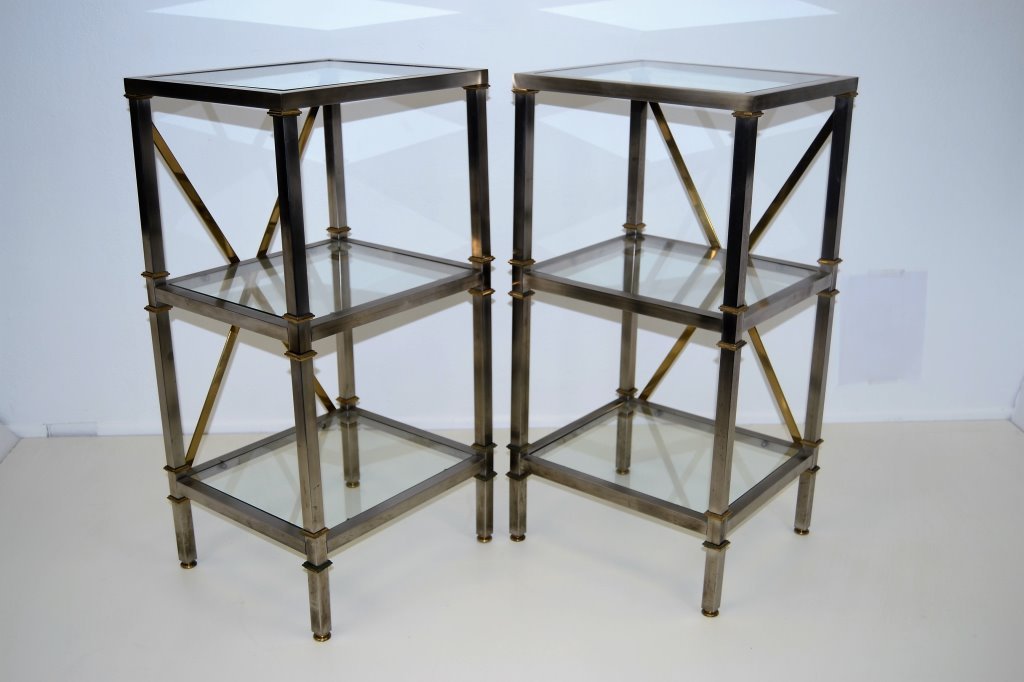 Jansen Style Steel/Brass Mini Etageres Pair (1 of 4)