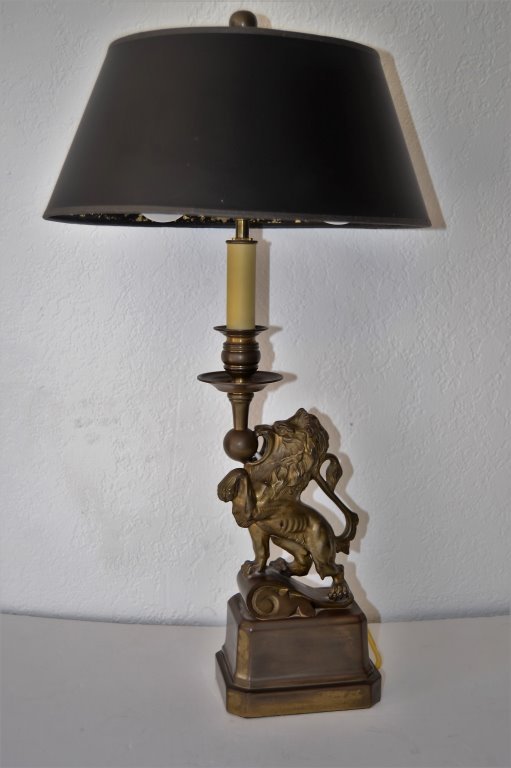 Bronze Prancing Lion Table Lamp (1 of 3)