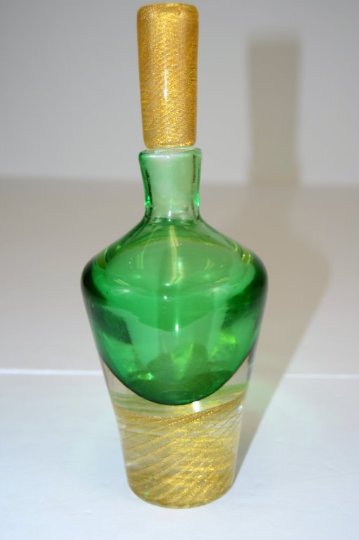 Barovier Decanter: 10 in H 3.75 in W Body 2.25 in Base