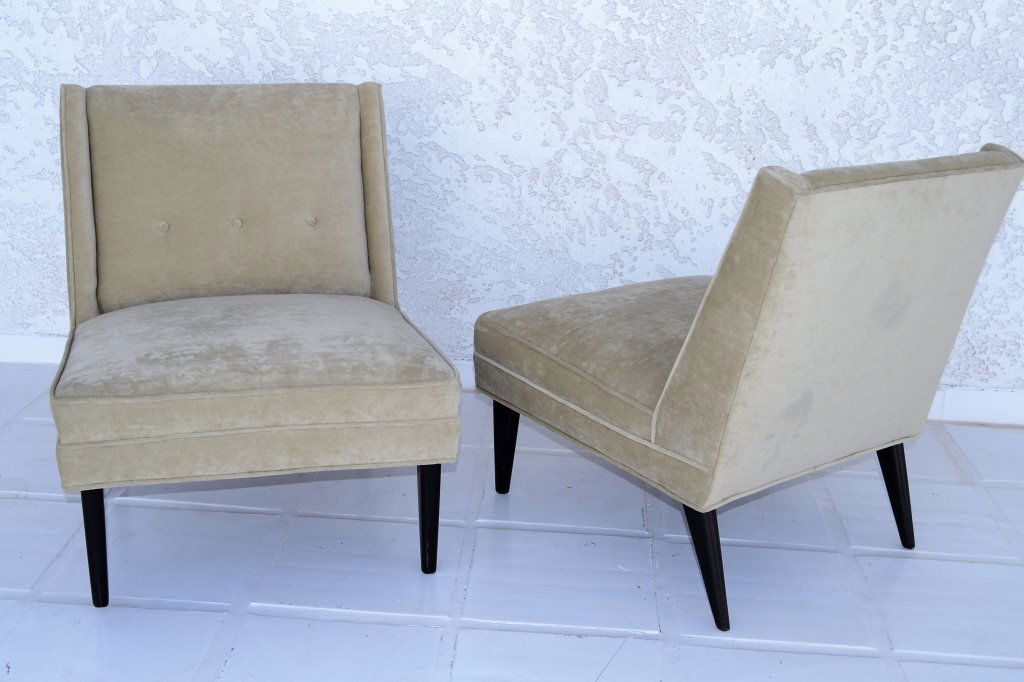 Harvey Probber Slipper Chairs in Sage Velvet (1 of 4)