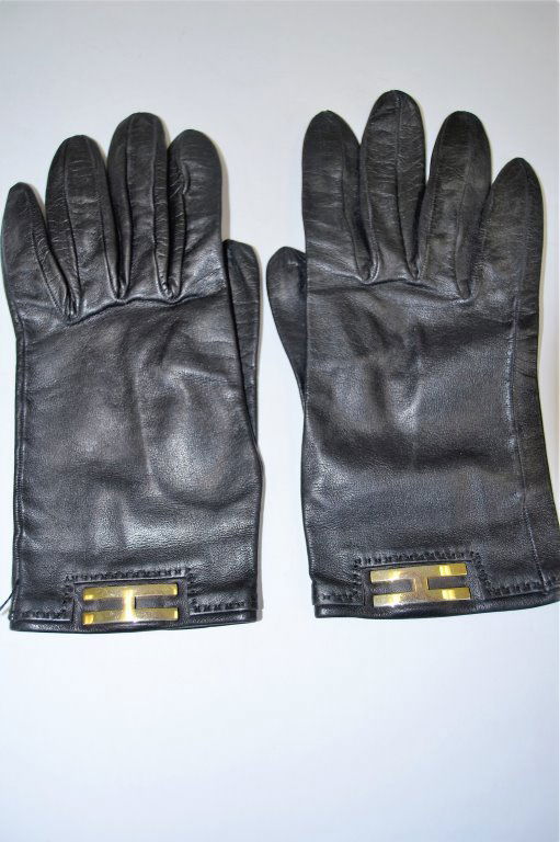 Hermes Ladies Black Leather Gloves (1 of 4)