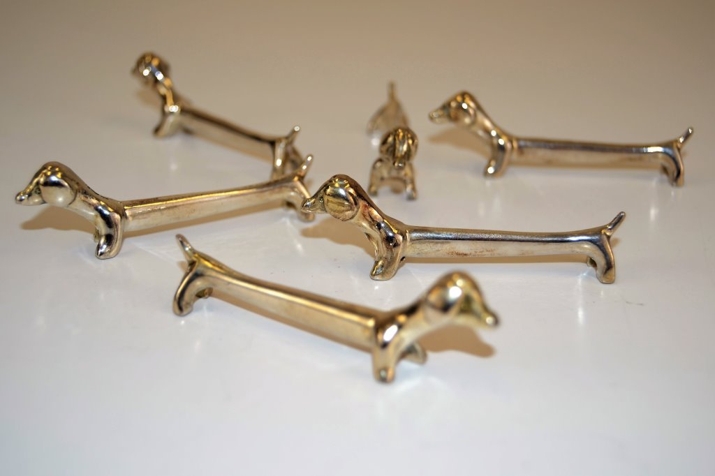 French Art Deco Silver Dachshund Knife Rests (1 of 4)