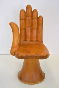 Pedro Friedeberg Hand Chair: 35 in Height - 21 in Depth - 17 in Width Seat Height 17 in -This month’s sale includes: Paul Evans, Kem Weber, Hermes, Gucci, Rolex, Patek Philippe, Tommi Parzinger, Phillip Lloyd Powell, Karl Sprin