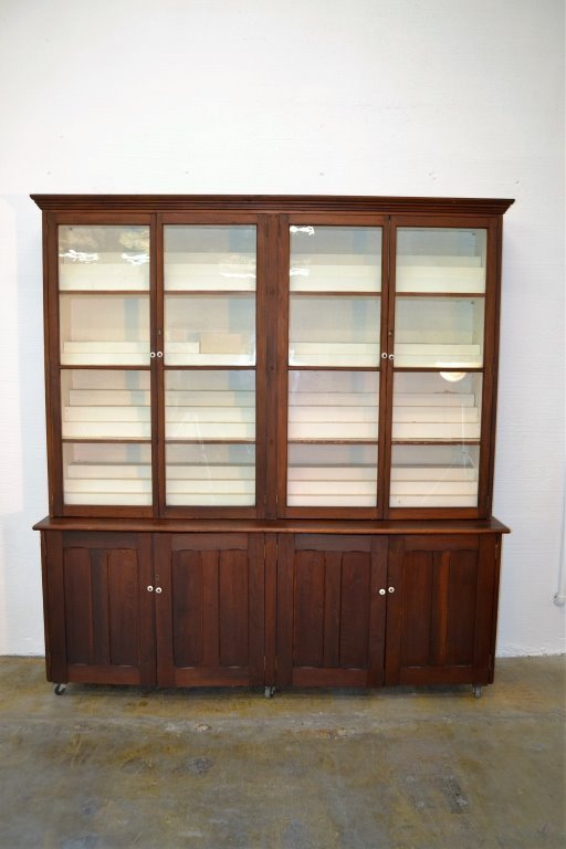 Apothecary Cabinet with Glass Doors: 86 in H 18 in D 80 in D