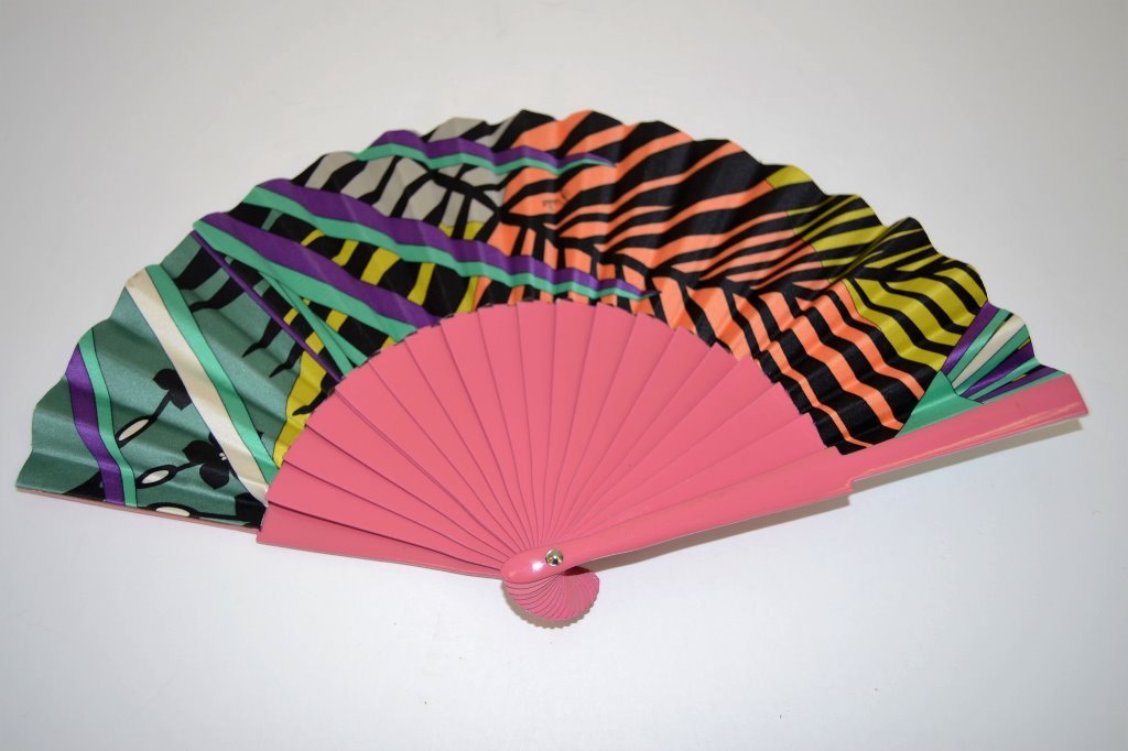 Emilio Pucci Runway Fan: Open 13.75 in Width 7 in Height