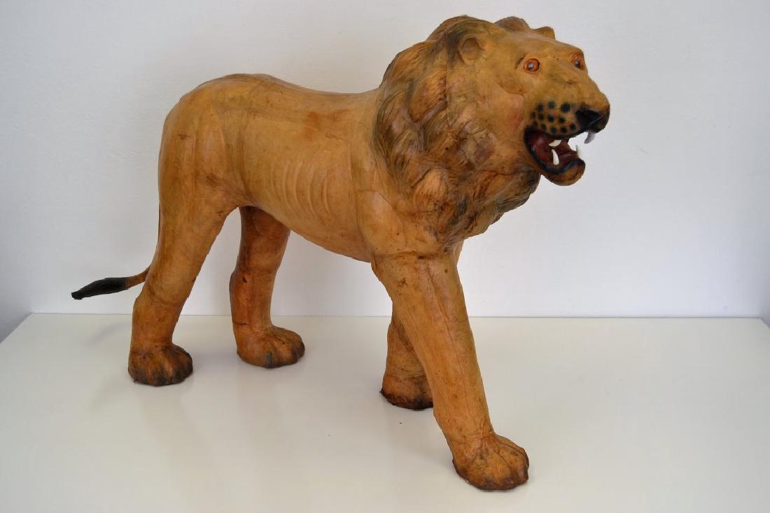 Leather Clad Life Size Lion with Glass Eyes (1 of 5)