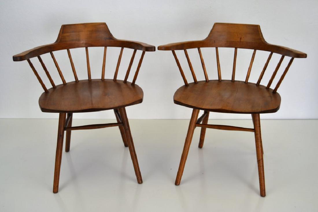 George Nakashima Cherry Windsor Arm Chairs Pair (1 of 5)
