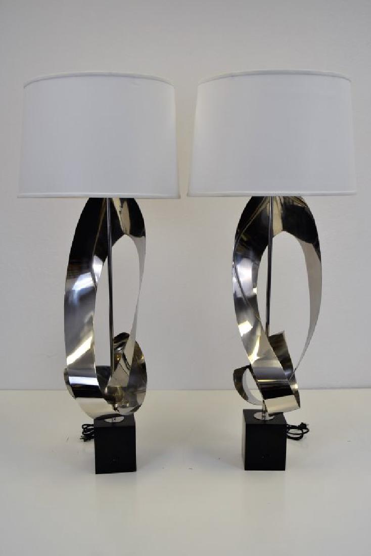 Custom Stainless Free Form Lamps Pair (1 of 4)