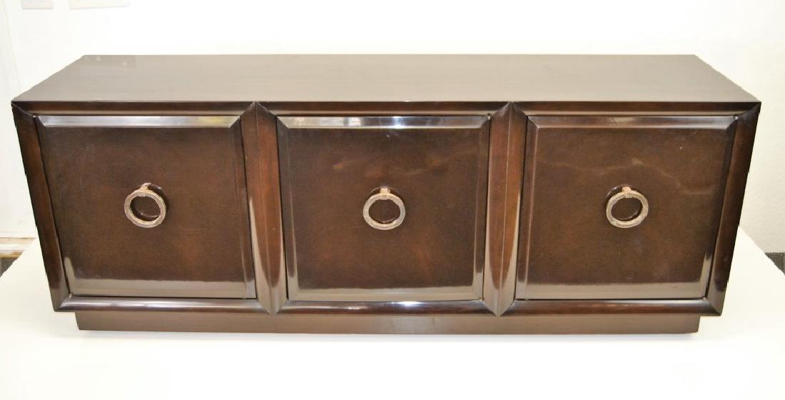 Robsjohn Gibbings 3 Door Low Cabinet: 27 in Height - 69 in Length - 17 in Depth