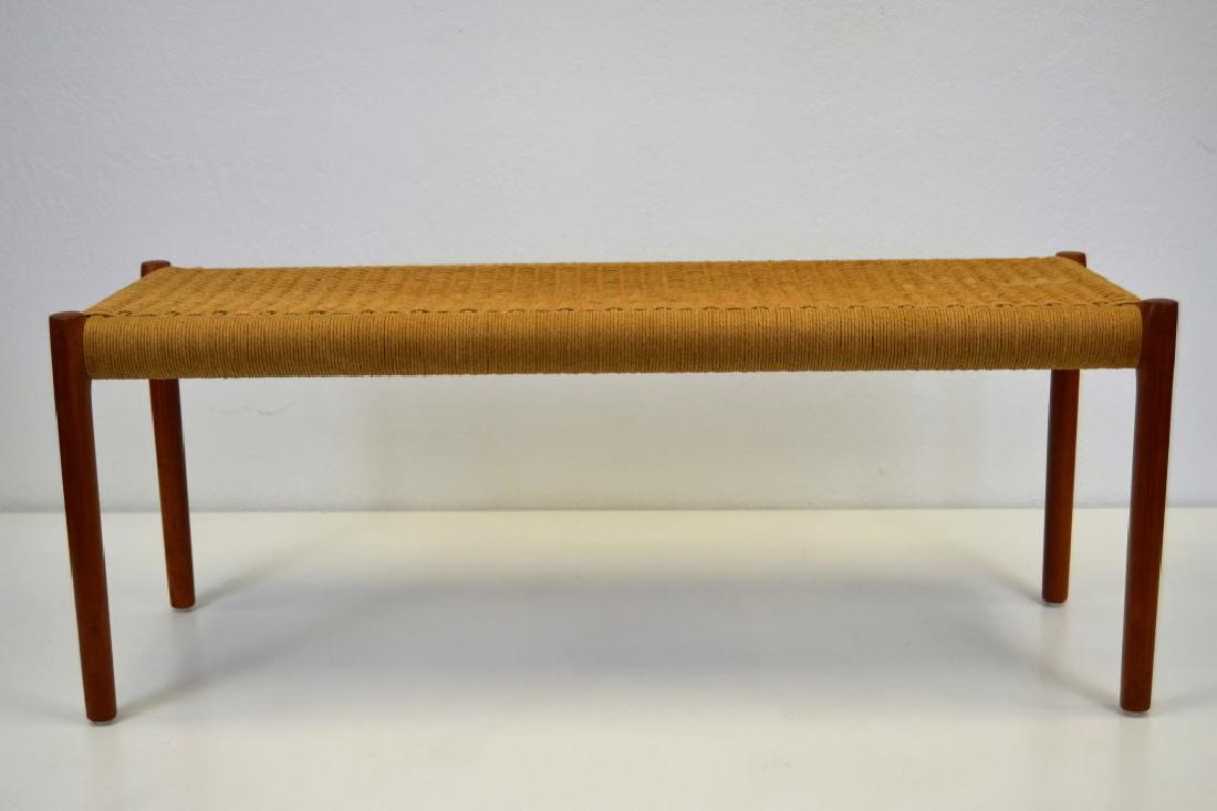 J. L. Moller Teak and Raffia Bench (1 of 3)