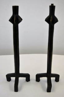 Diego Giacometti Bronze Lamps - Signed: 18.25 in H - 6 in W at Base