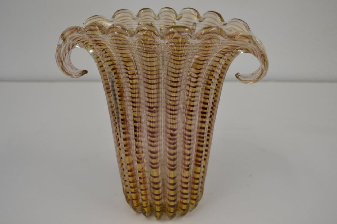 Barovier "Zebrato" Vase: (Fisher Crack around Bottom) 10.75 in Height - 5.75in X 10.5 in