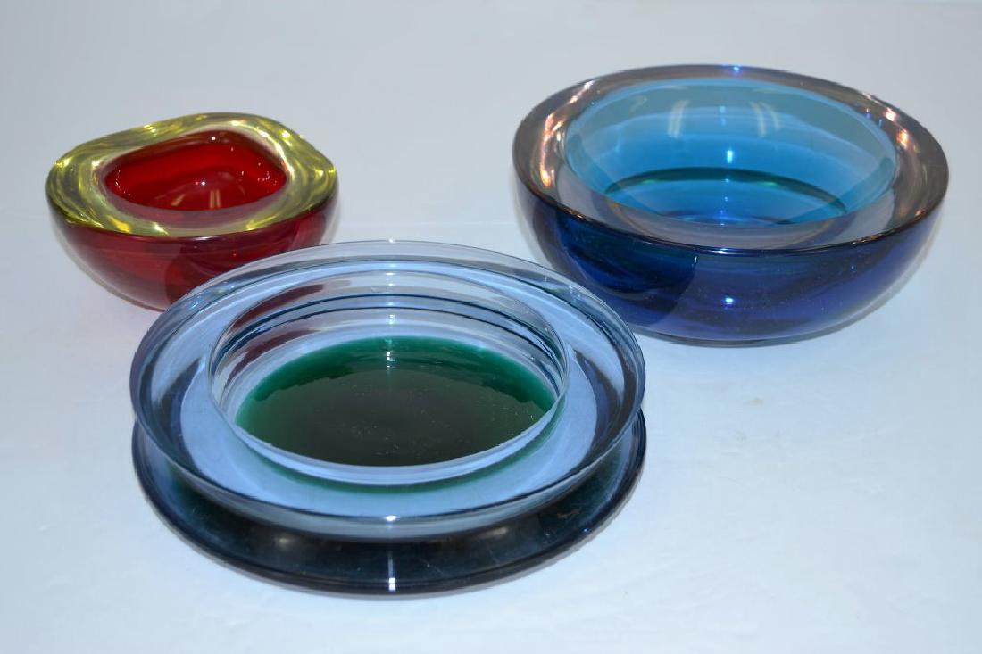 Antonio Da Ros for Cenedese Set of Three: 7.5 in Round - 3 in Height - 5 on X 5 in - 2.25 in Height - 7.5 in Round - 1.75 in Height