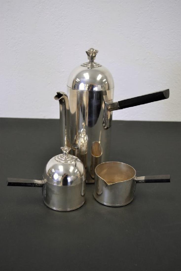 Lurelle Guild Rare Coffee Set: Pot 12 in H - 9 in W with Handle - Sugar 2.5 in H - 6 in W with handle - Creamer 5 in H - 6 in W with handle