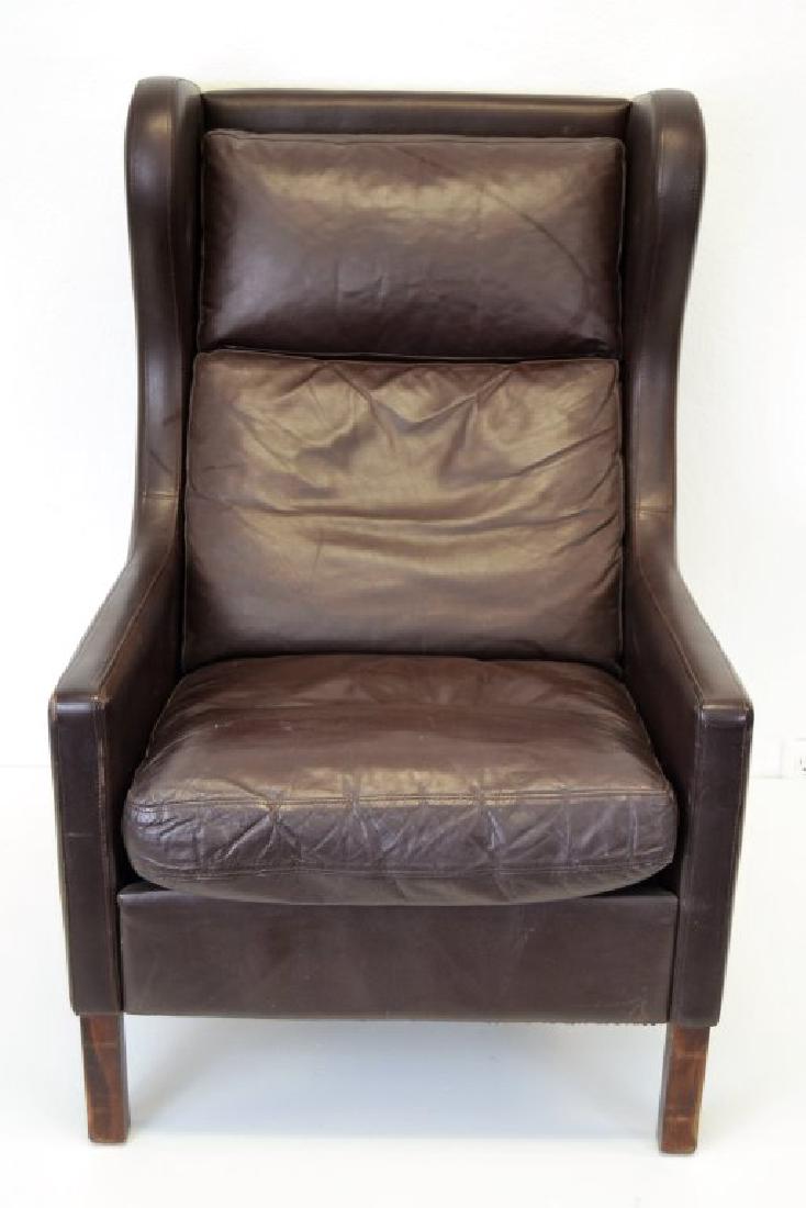 Borge Mogensen Brown Leather Wing Chair (1 of 3)