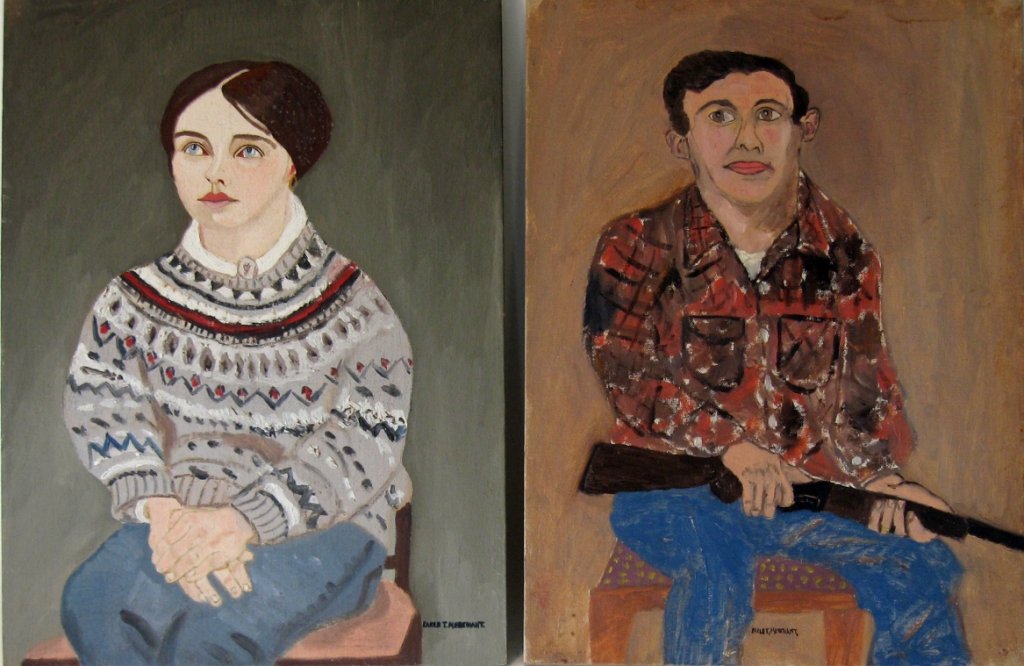 Lot of 2 Earl T. Merchant oils on board, "Sam Burgess,": Lot of 2 Earl T. Merchant oils on board, "Sam Burgess," and, "Ellen Holland," each 16 by 12 inches, both signed lower, "Earl T. Merchant," Condition: good.