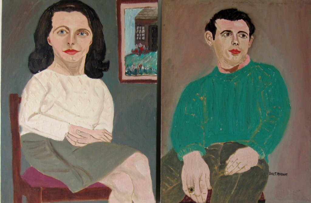Lot of 2 Earl T. Merchant oils on board, "Lance Stanfie: Lot of 2 Earl T. Merchant oils on board, "Lance Stanfield," and "Nada Pecnik," 16 by 12 inches, each signed lower right, "Earl T. Merchant." Condition: good, mildew.