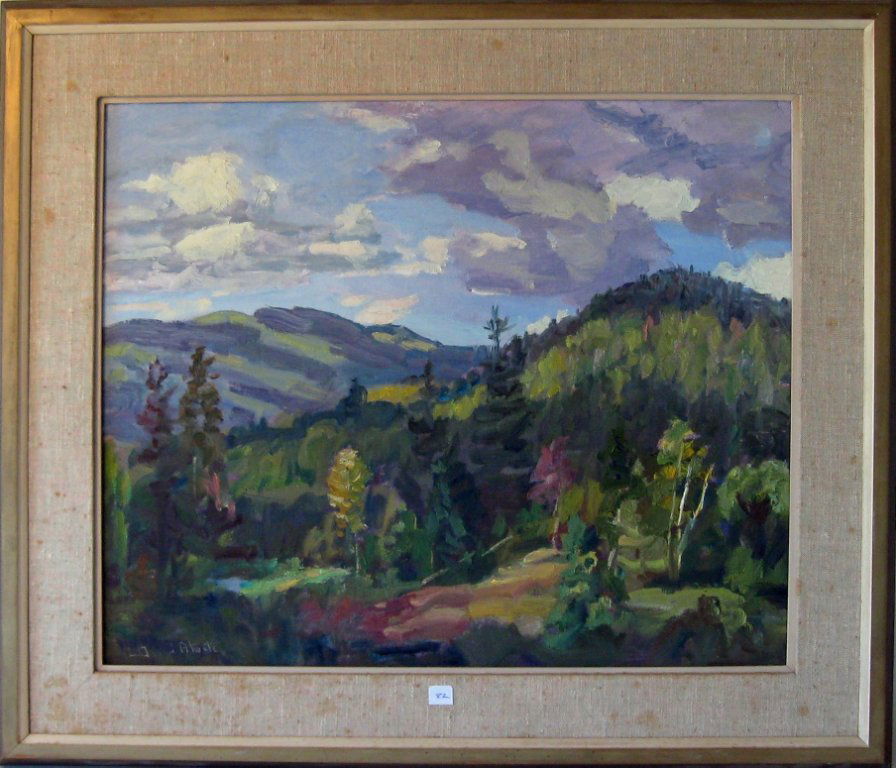 David Atwater oil on board New Hampshire landscape 20 b: David Atwater oil on board New Hampshire landscape 20 by 24 inches, signed lower left, "David Atwater." framed. Condition: good.