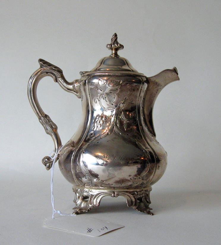 Historic American Silver: John Walker Maury Coin: Historic American Silver: John Walker Maury Coin silver teapot made by M. W. Galt & Bro., inscribed, "J. W. Maury Washington.ï¿½ John Walker Maury was the mayor of Washington D.C. from 1852 to 1854
