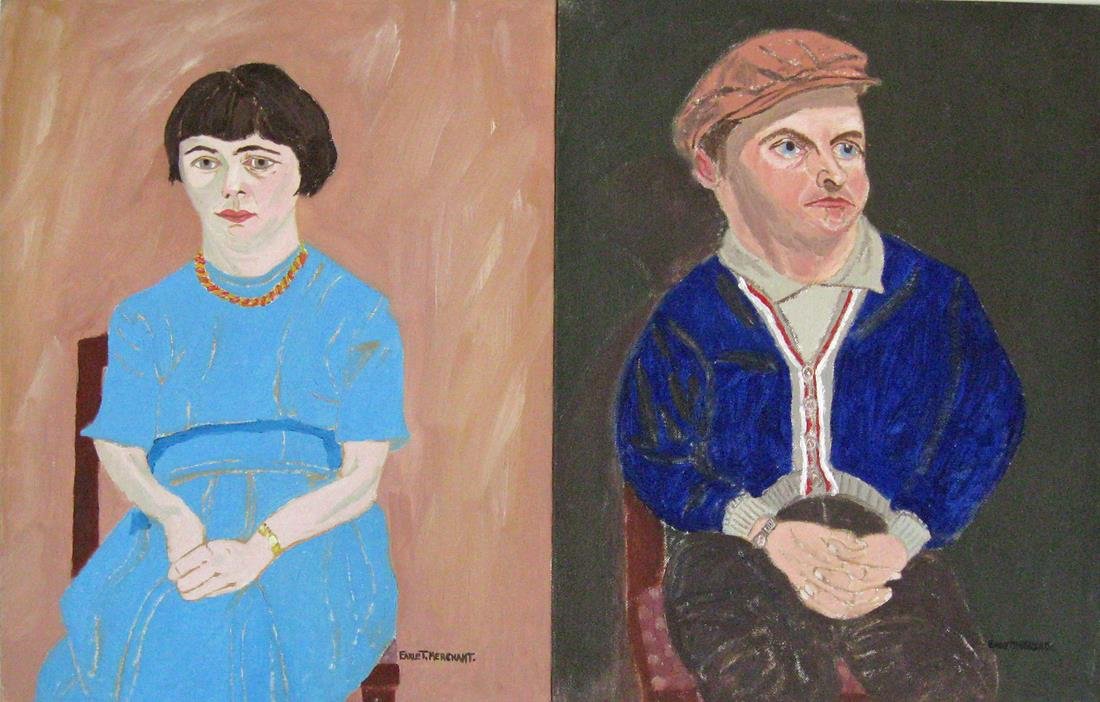Lot of 2 Earl T. Merchant oils on board, "Miss: Lot of 2 Earl T. Merchant oils on board, "Miss Stephanie Atwood" and "Daniel Graves." 16 by 12 inches each. Condition: good.