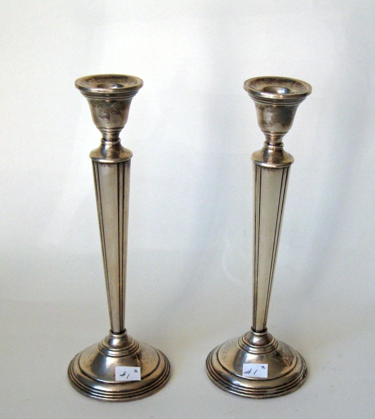 Pair Of Cartier 745 Sterling Silver Candlesticks, 10