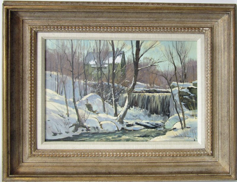 Bernard Corey oil on board winter landscape with (1 of 1)