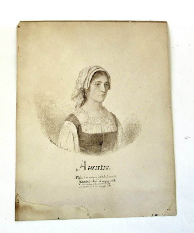 Francesca Alexander pen and ink drawing, "Assuntina," (1 of 1)