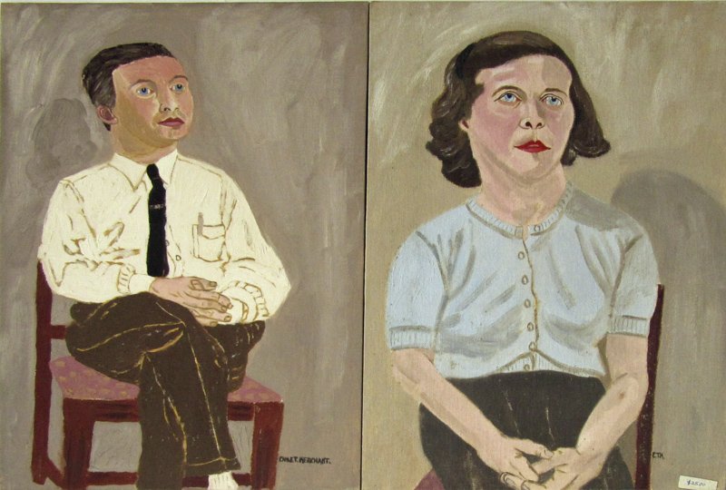 Pair of Earle T. Merchant oils on board, "Mrs. Terry (1 of 1)