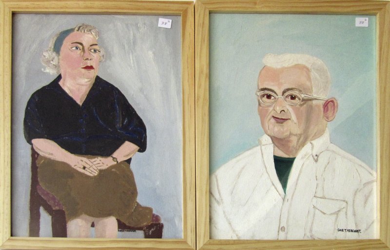 Pair of Earl T. merchant oils on boards, "Warren and (1 of 2)