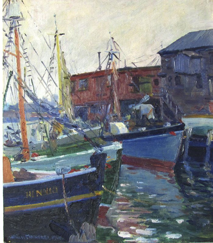 William Malherbe oil on board, "Gloucester Harbor," 18 (1 of 2)