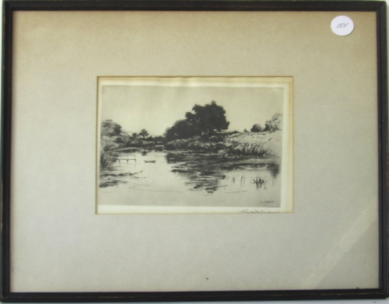 Stanley Woodward river etching, 6.75 by 8.5 inches, (1 of 2)