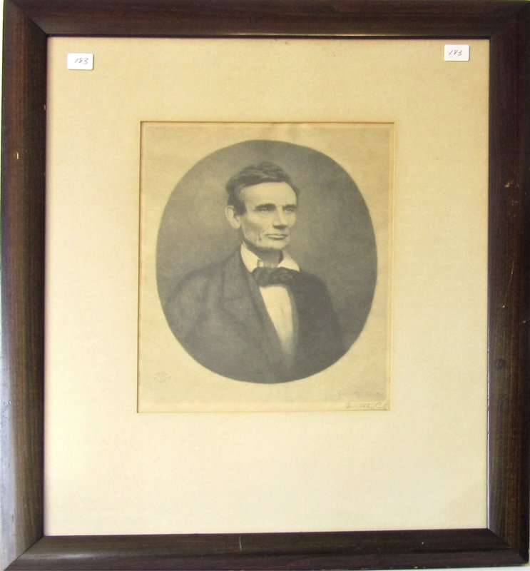 Timothy Cole engraving of Abraham Lincoln, 12 by 9 (1 of 2)