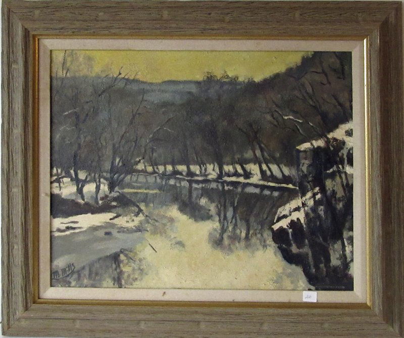 Marge Mills acrylic on board, "Winter River," 16 by 20 (1 of 1)