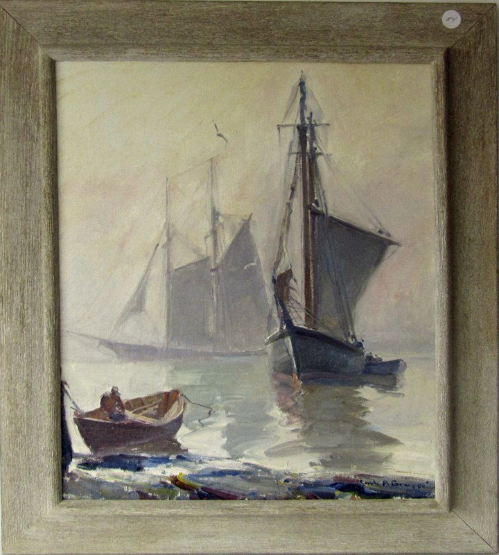 Emile A. Gruppe oil on canvas, "Fog, Gloucester," 20 by (1 of 1)