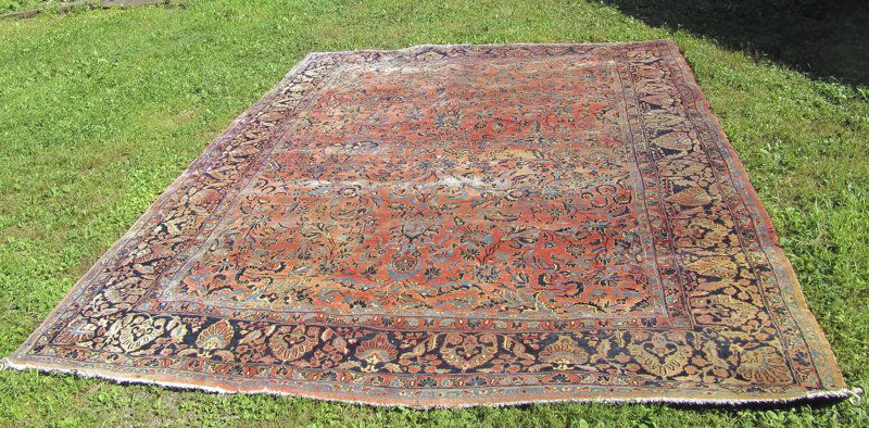 Antique 9 by 12 foot Sarouk Oriental carpet. (1 of 1)