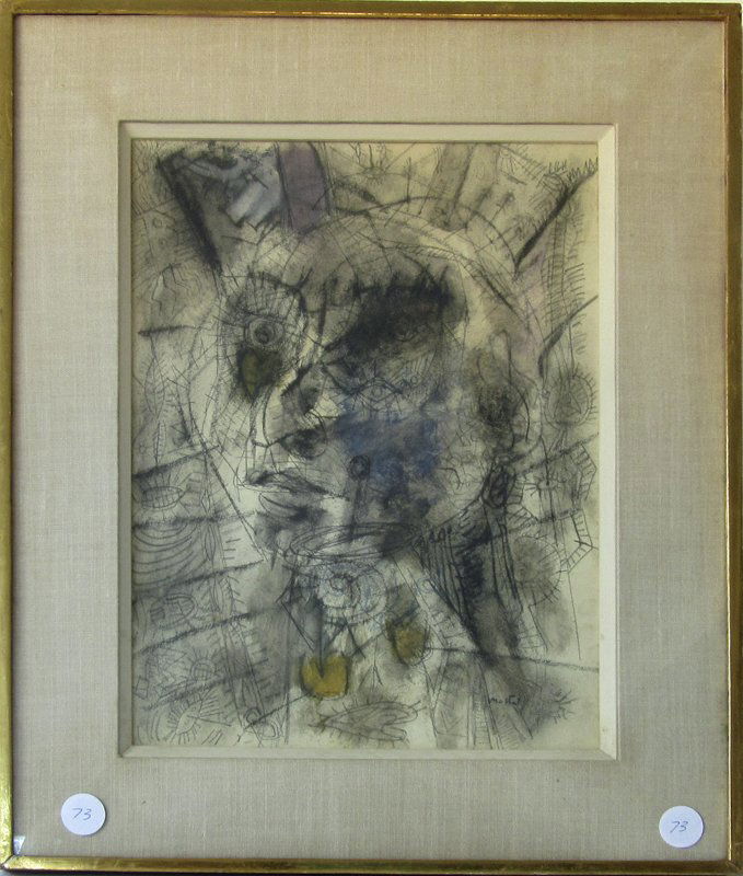 Zero Mostel charcoal with color, 14.5 by 10.5 inches, (1 of 1)