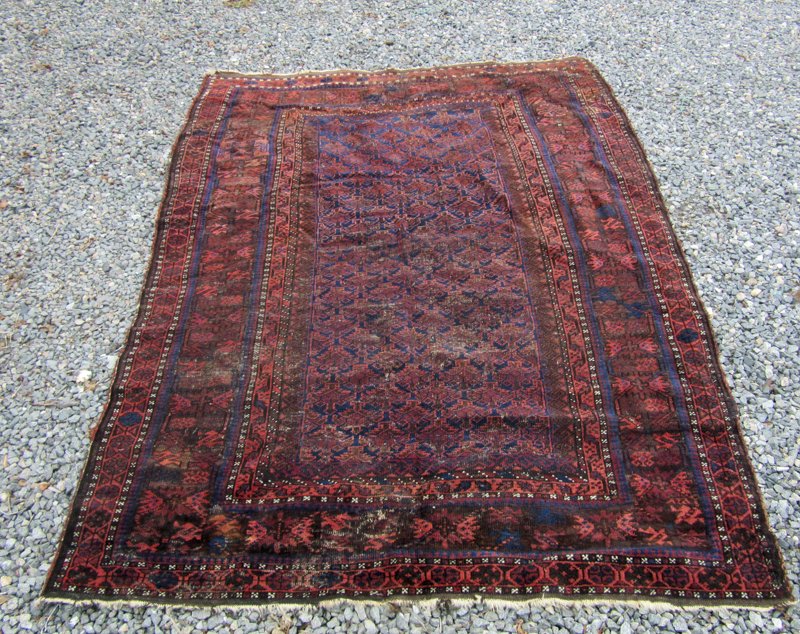 Antique Baluch Oriental carpet, approximately five by 8 (1 of 1)