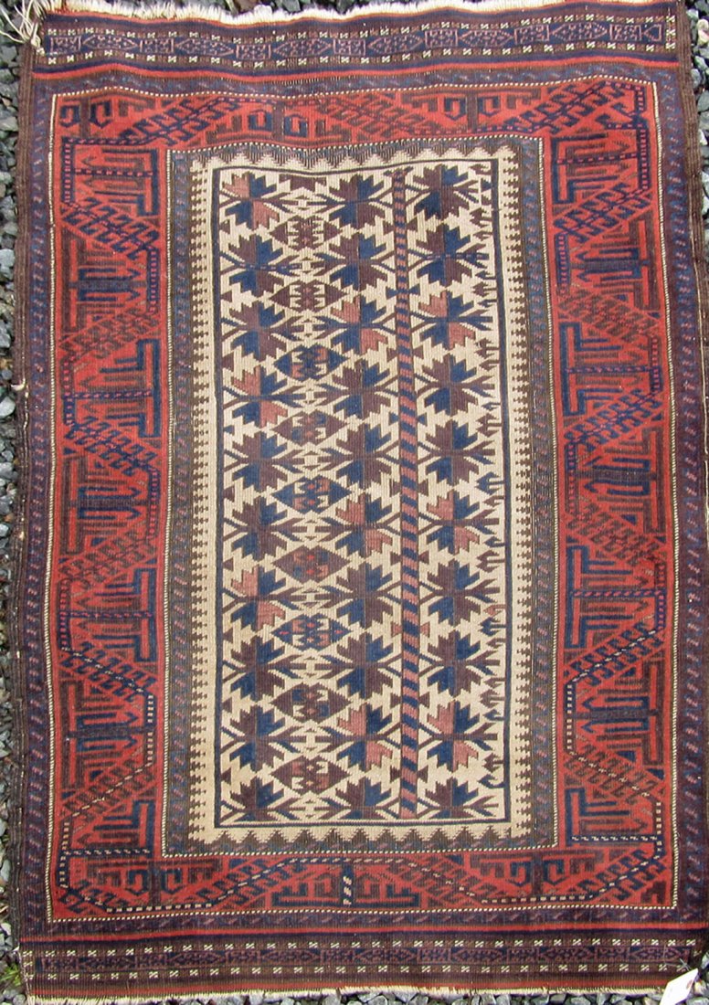 Antique Baluch Oriental scatter rug, 32 by 57 inches. (1 of 1)