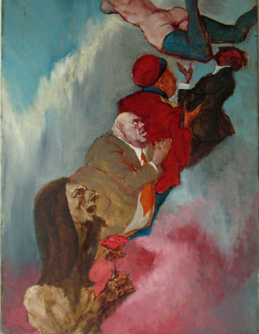 Unsigned Herbert Leopold oil on canvas of people (1 of 1)