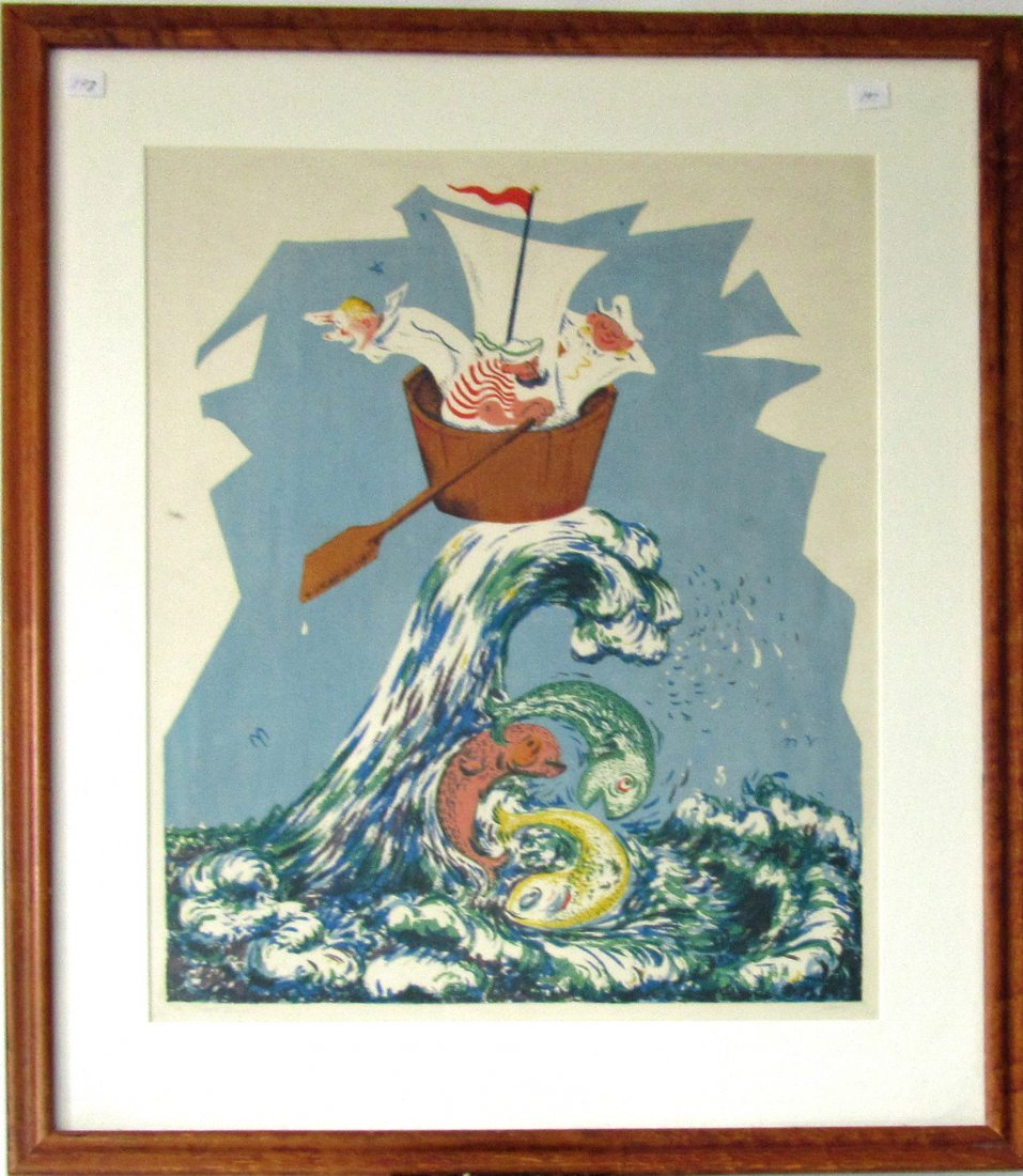 Jules colored lithograph, ?The Three Sailors," 21 by 17 (1 of 1)