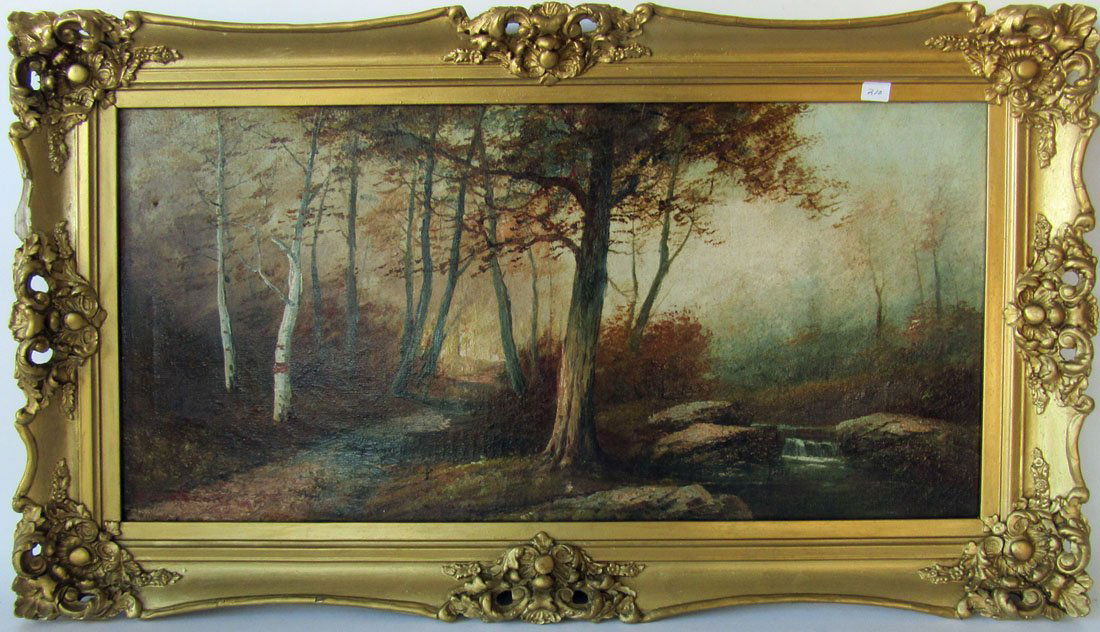 Frank Matzow oil on canvas woodland scene, 14 by 28 (1 of 1)
