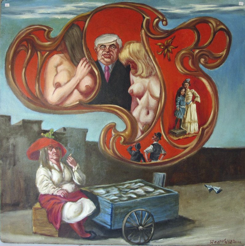 Herbert Leopold oil on board Surrealist oil on board, (1 of 1)